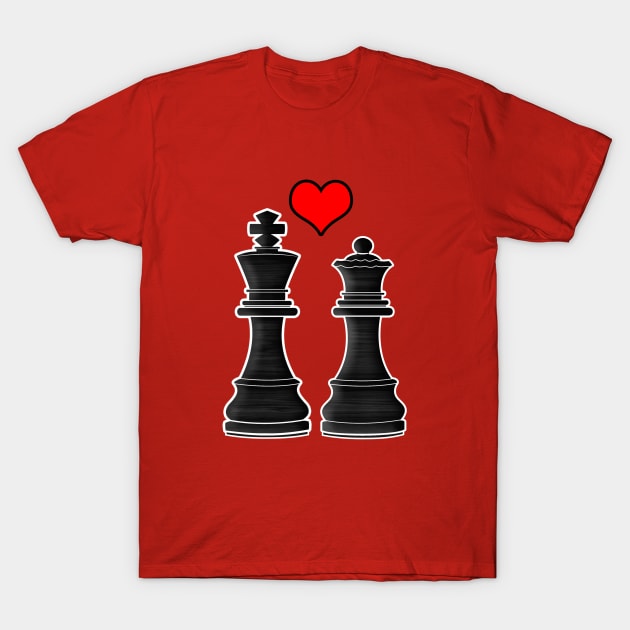 Chess Love with King and Queen T-Shirt by PenguinCornerStore